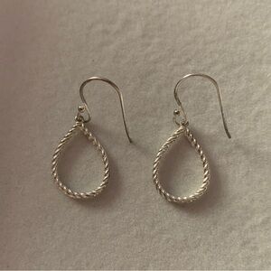 Vintage RJ 925 Sterling Silver Twisted Teardrop Dangly Earrings